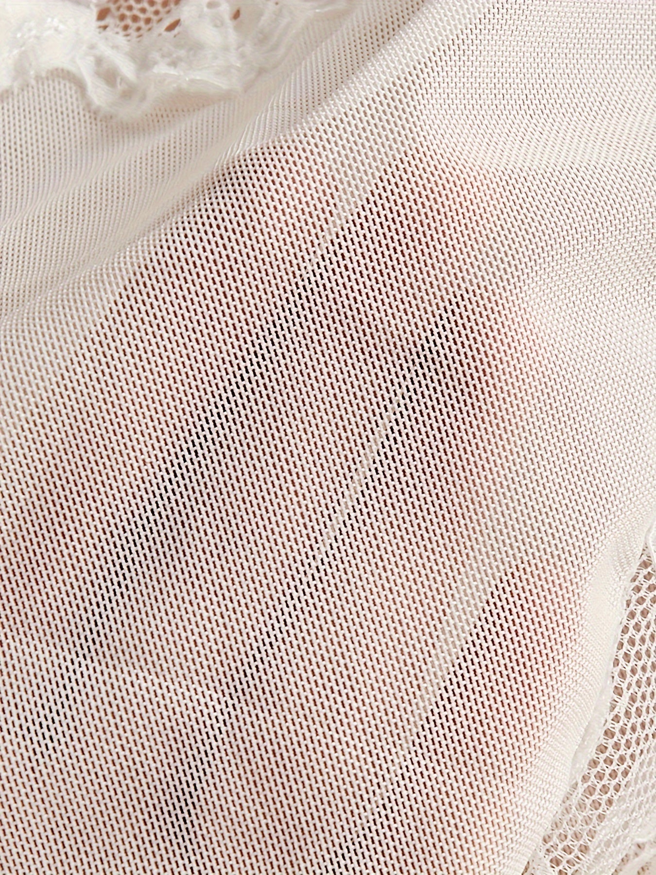 Contrast Lace Mesh Bodysuit with Straps