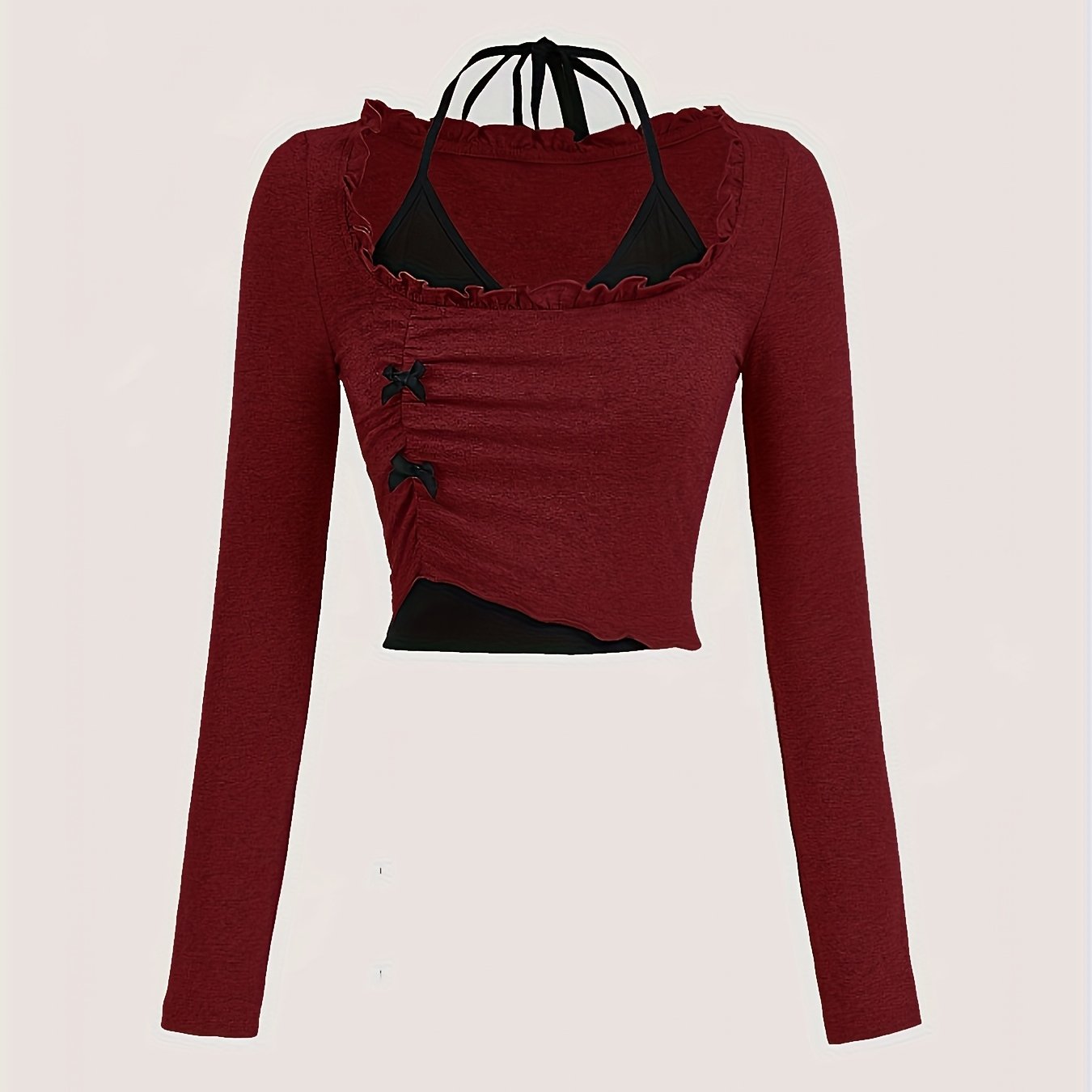 Halter Neck Top with Adjustable Bow Tie Detail