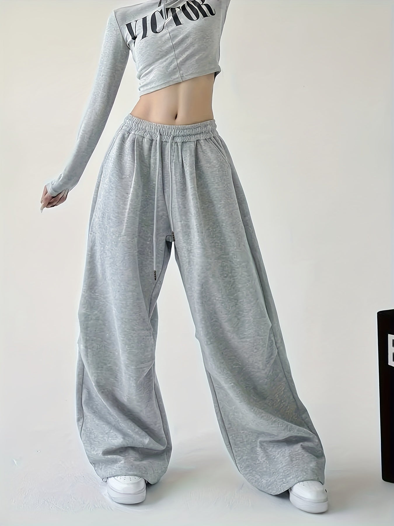 High-Waisted Wide-Leg Joggers