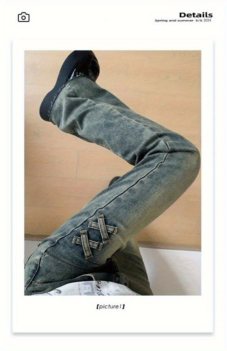 Retro Double Button Flared Jeans