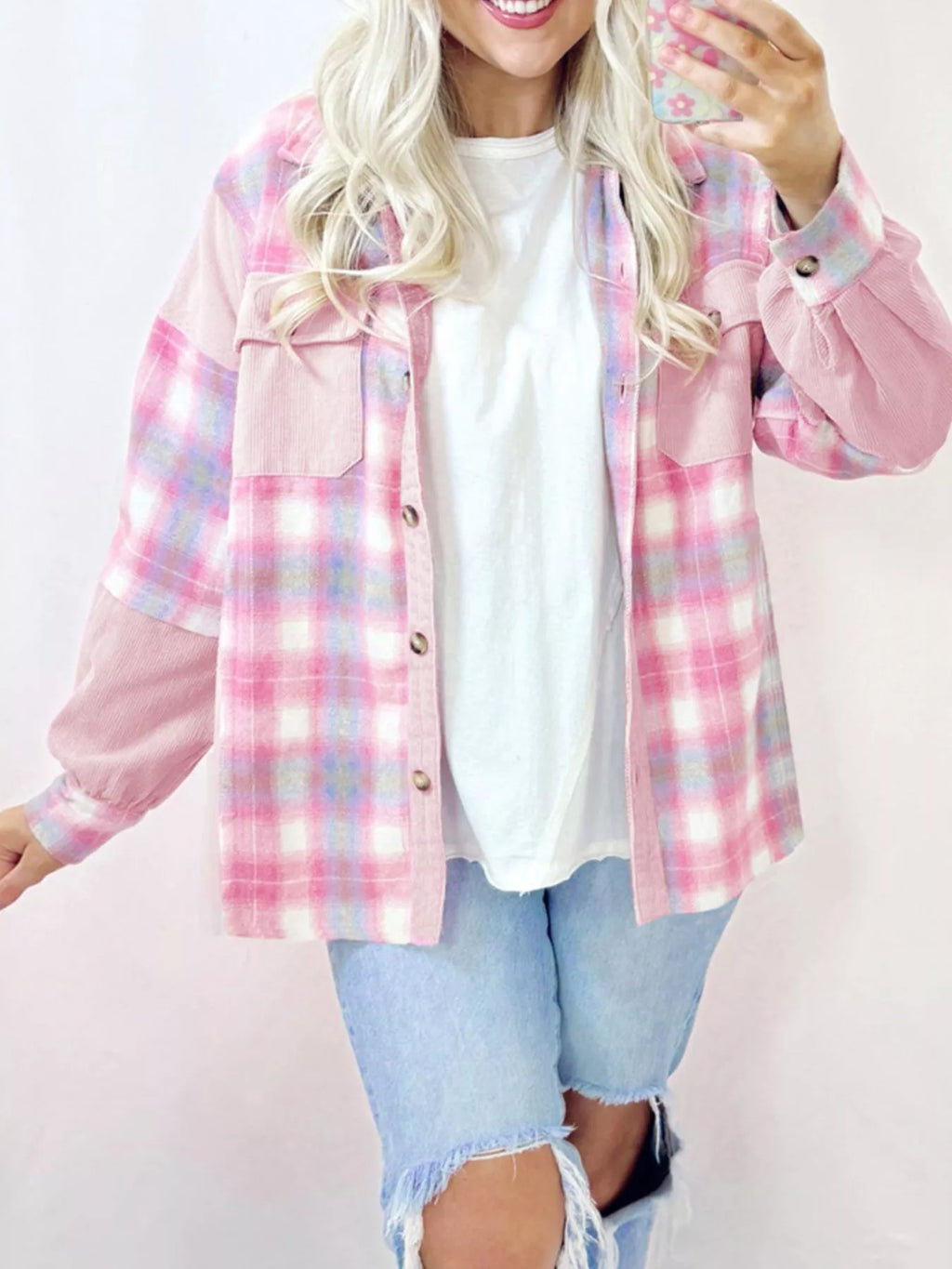 Plaid Button-Up Jacket