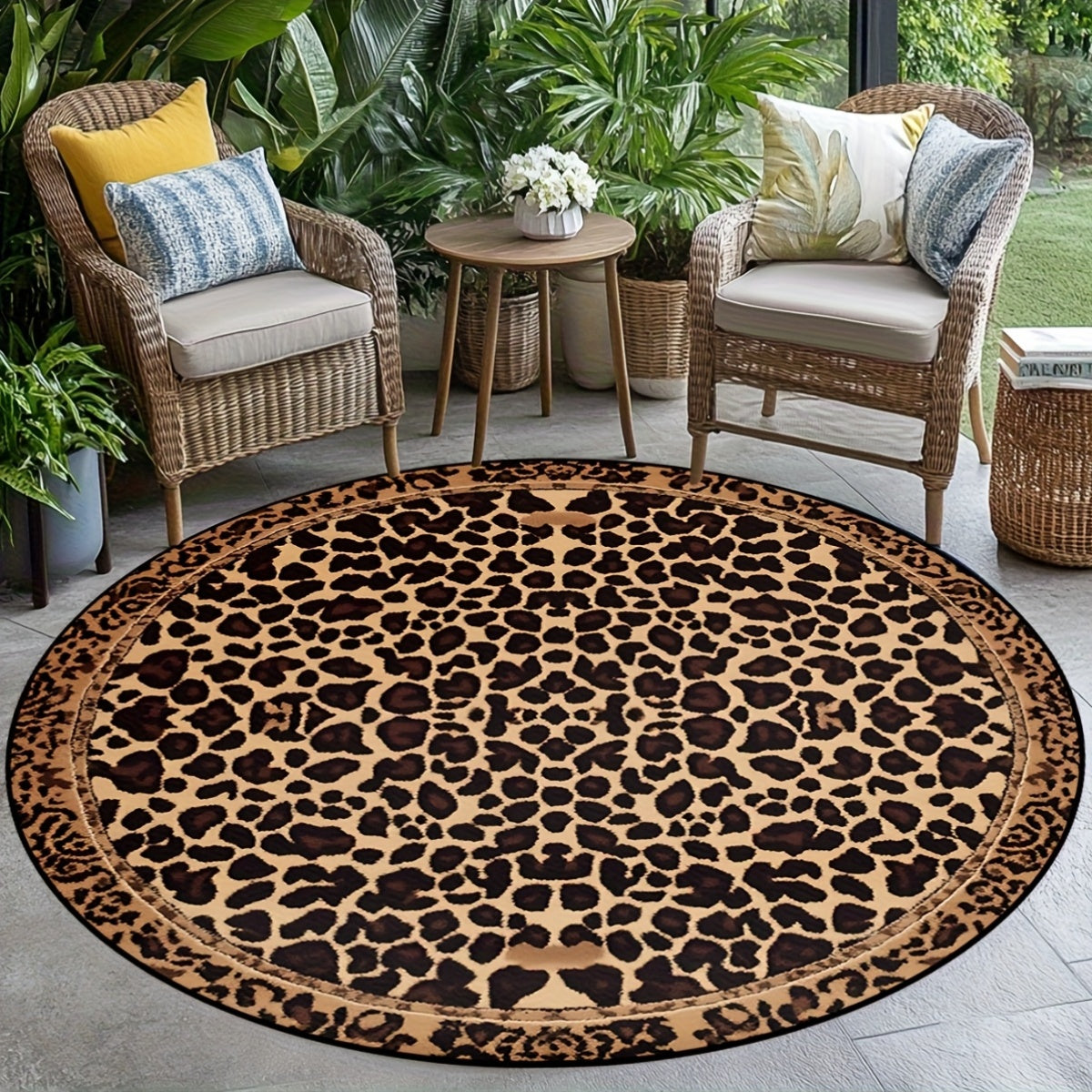 Leopard Print Round Mat
