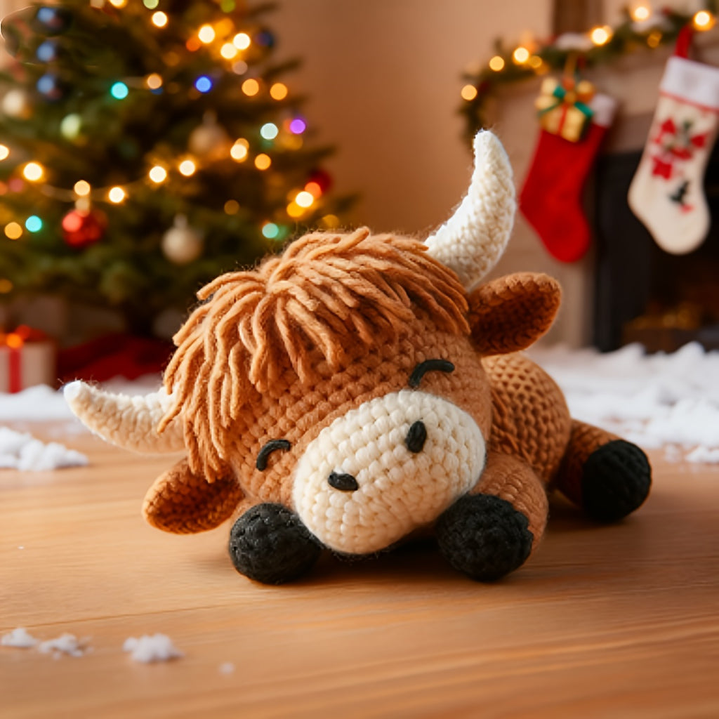 Complete All-in-One Highland Cow Crochet Kit for Beginners