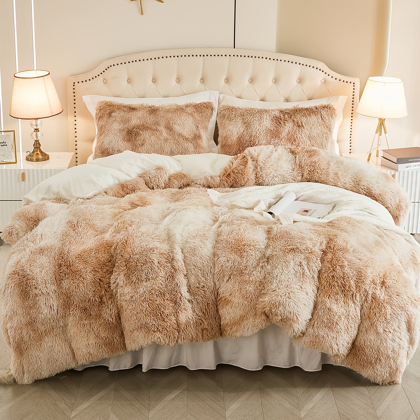 {2/3pcs} Plush Shaggy Fluffy Duvet Cover Set