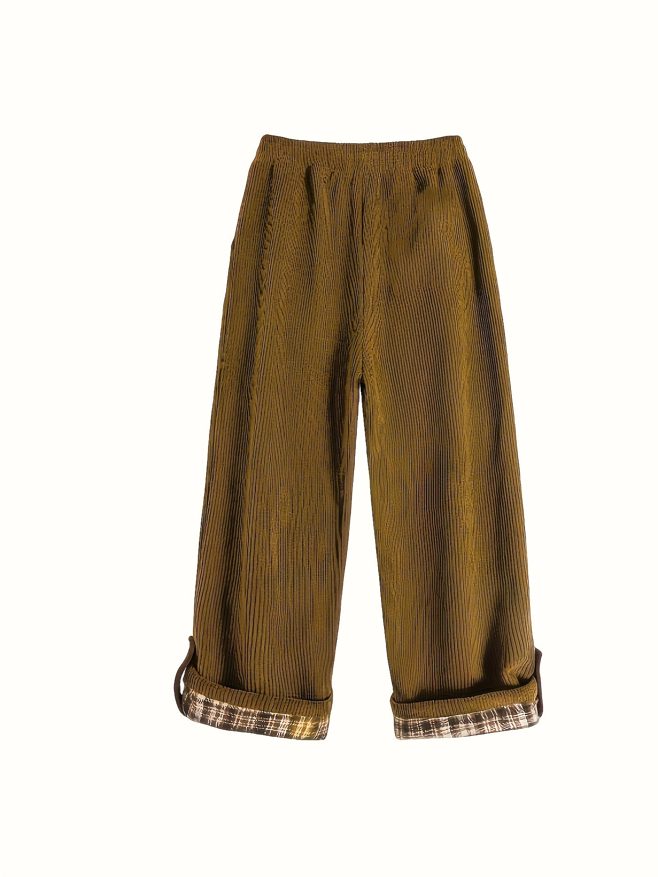 Women's Spring and Autumn Plaid Flared Pants Korean Style Loose Straight Leg Trousers