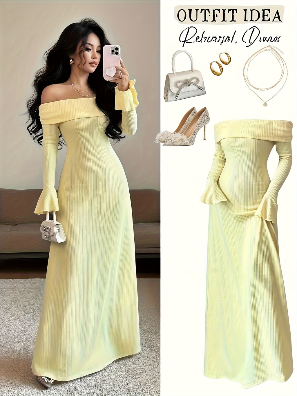 Elegant Off-the-Shoulder/One-Shoulder Long Sleeve Dress