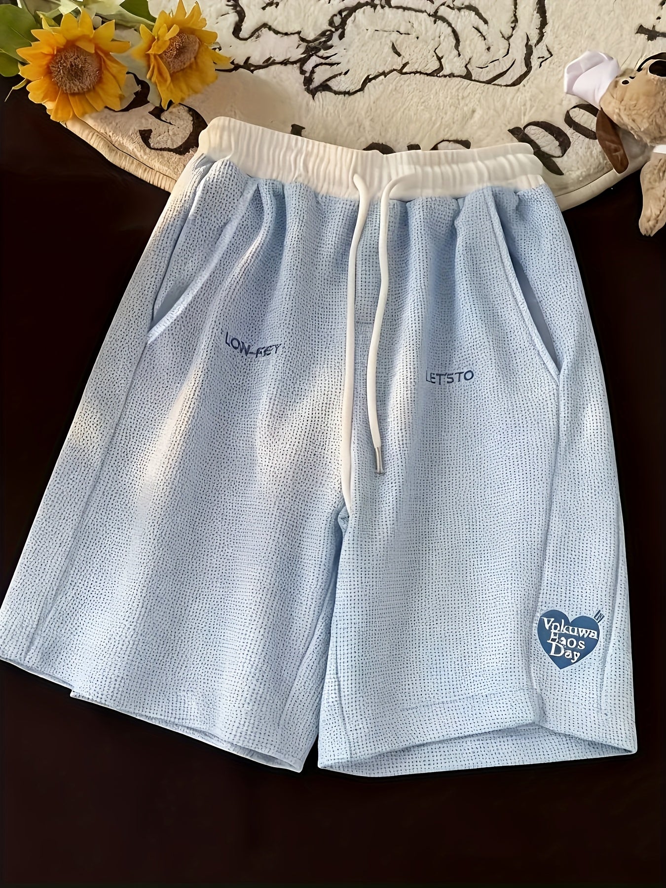 Embroidered Letter Casual Shorts