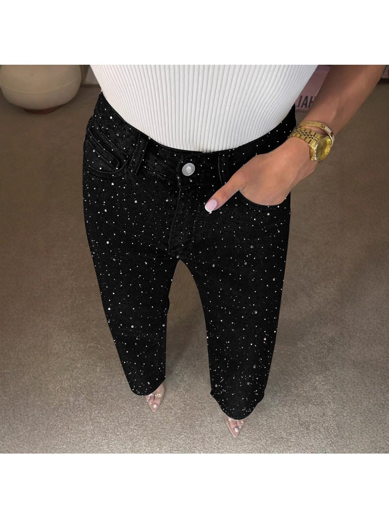 High Waist Straight Leg Jeans