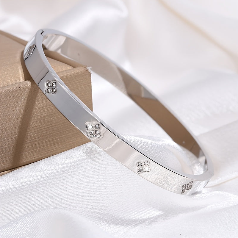 {5pcs} Elegant Stainless Steel Bracelet Set with Cubic Zirconia