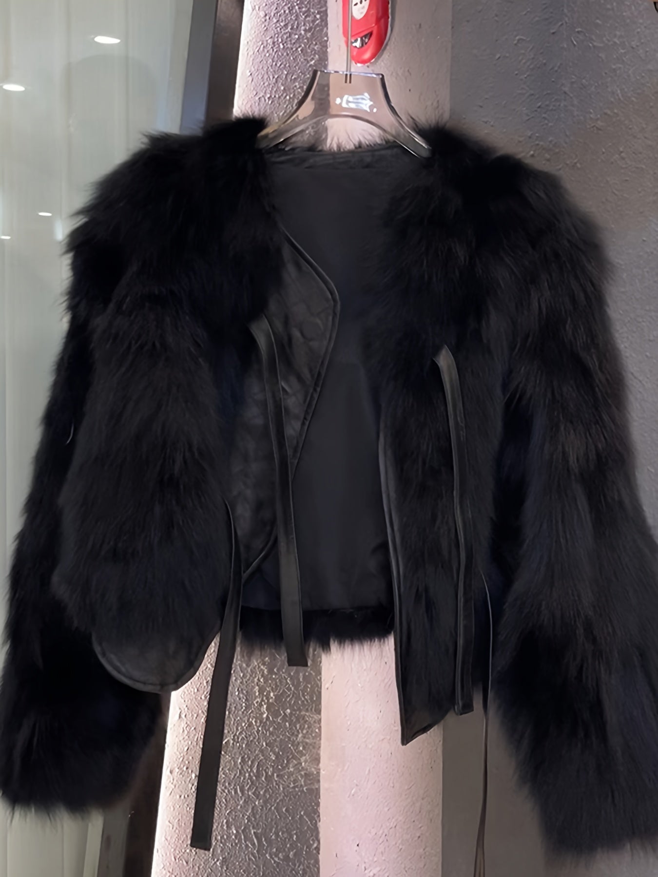 Elegant Fur-like Exterior, H-Silhouette Short Jacket
