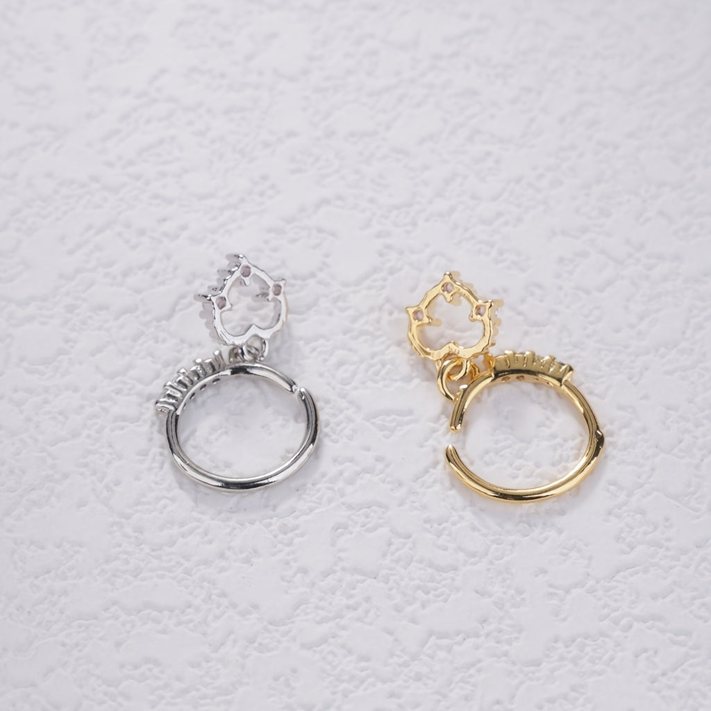 Cute Heart-Shaped Synthetic Cubic Zirconia Dangle Nose Ring