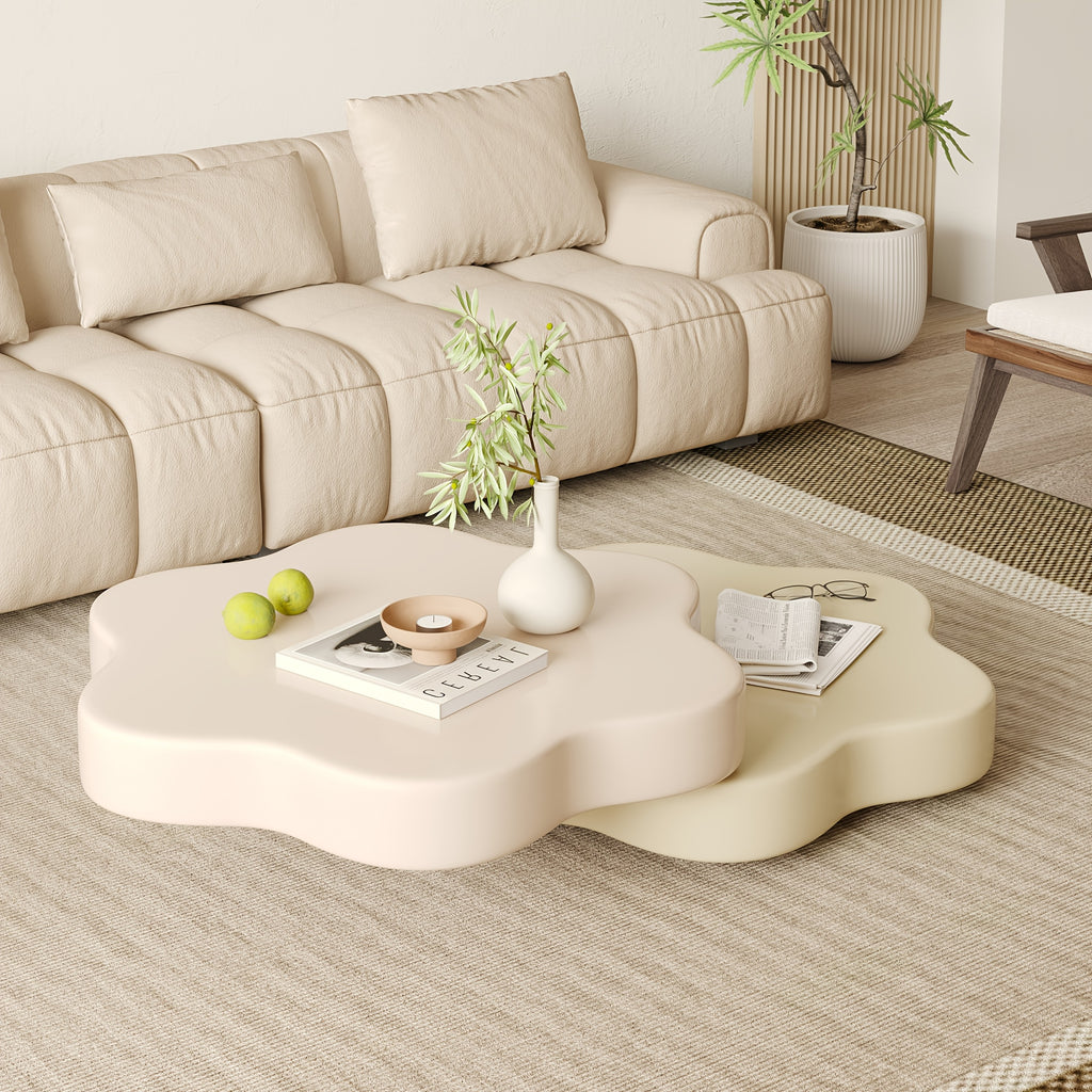 1pcs Italian cream style light luxury modern coffee table, flower double layer rotatable living room small household table, creative design sofa side table