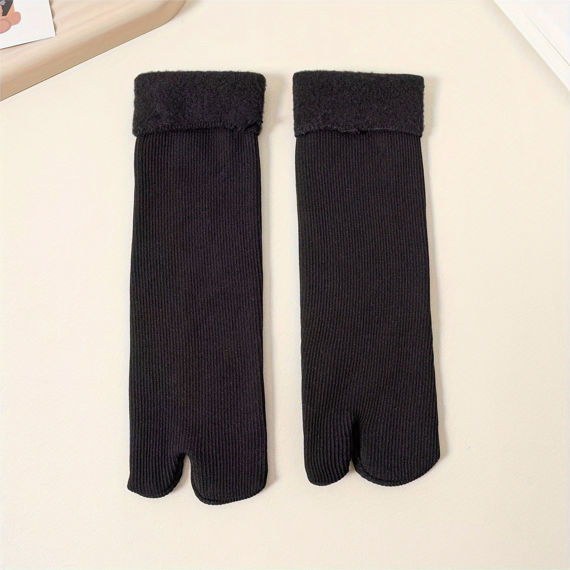 11 Pairs Women's Split-Toe Mid-Calf Socks with Thumb & Two-Toe Design - Warm Winter Thermal Crew Socks, Vibrant Solid Color, Machine Washable for Casual & Formal Outfits, Stylish Cold Feet, Slouchy Sock Style