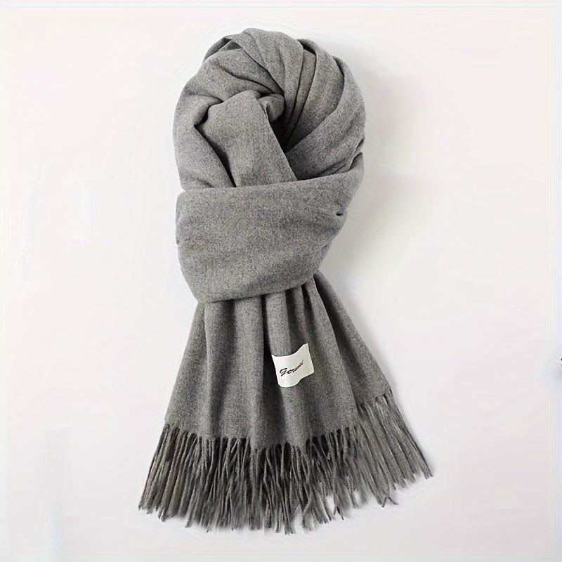 Solid Color Tassel Scarf