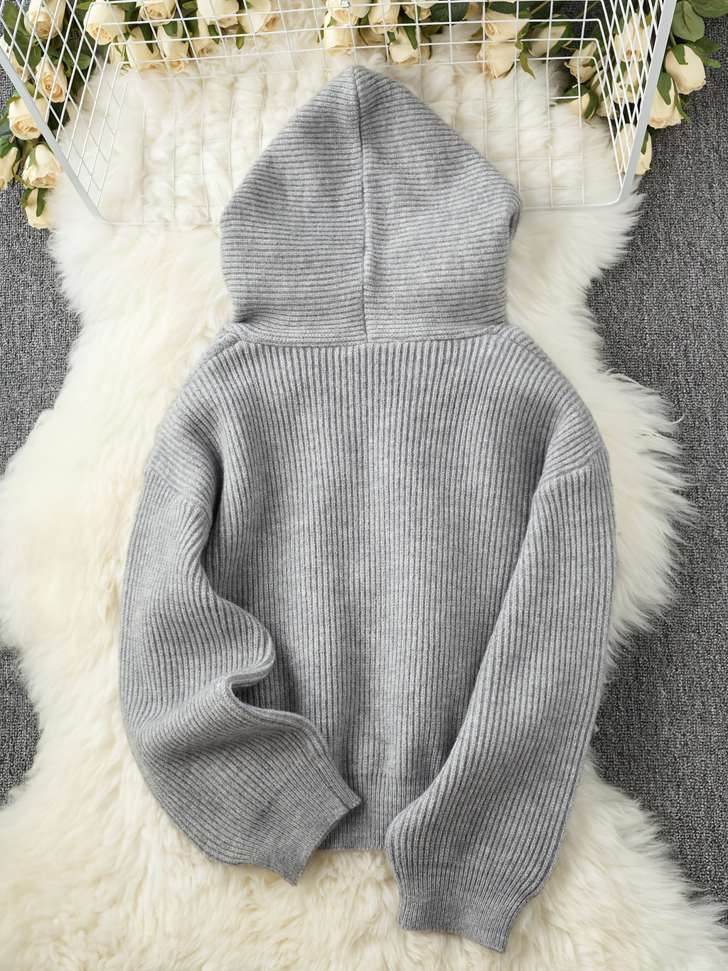 Women's Thick Winter Hooded Zip-Up Cardigan Coat, Brown, Front Zipper Closure, Medium Stretch Fabric for Cold Weather - Casual Outerwear for Everyday & Formal Events