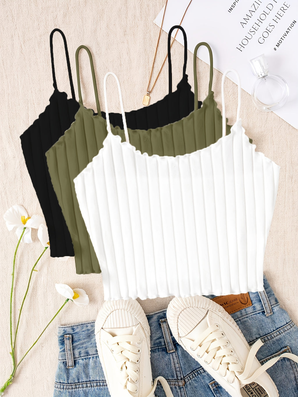 Womens Summer Clothing Bras for Women - Set of Three Spaghetti Strap Slingback - Elegant Viscose Smooth Fabric