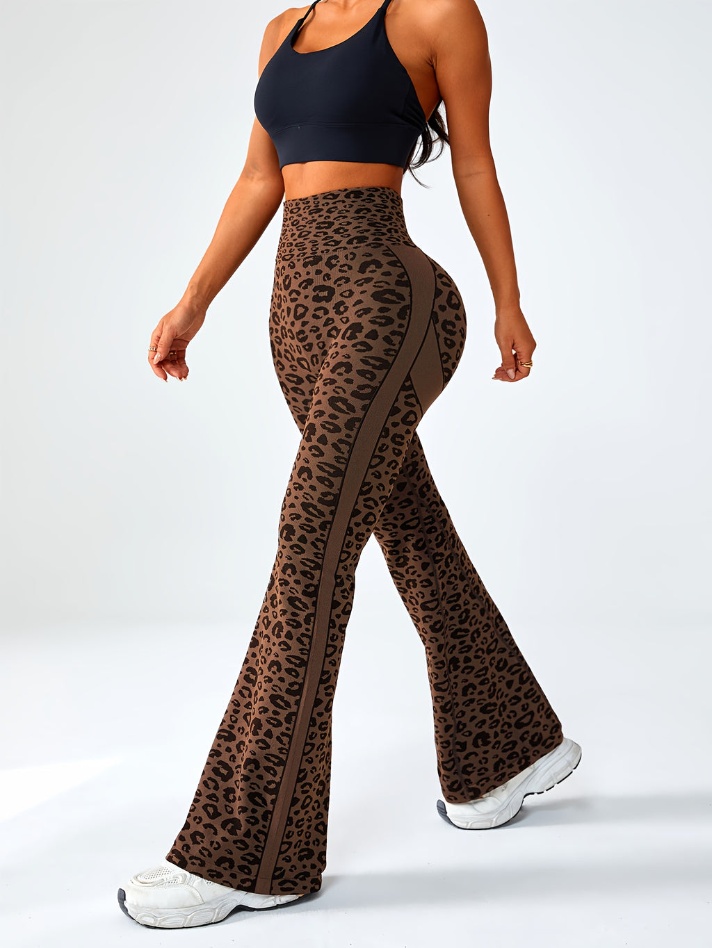 Seamless Leopard Print Flared Pants