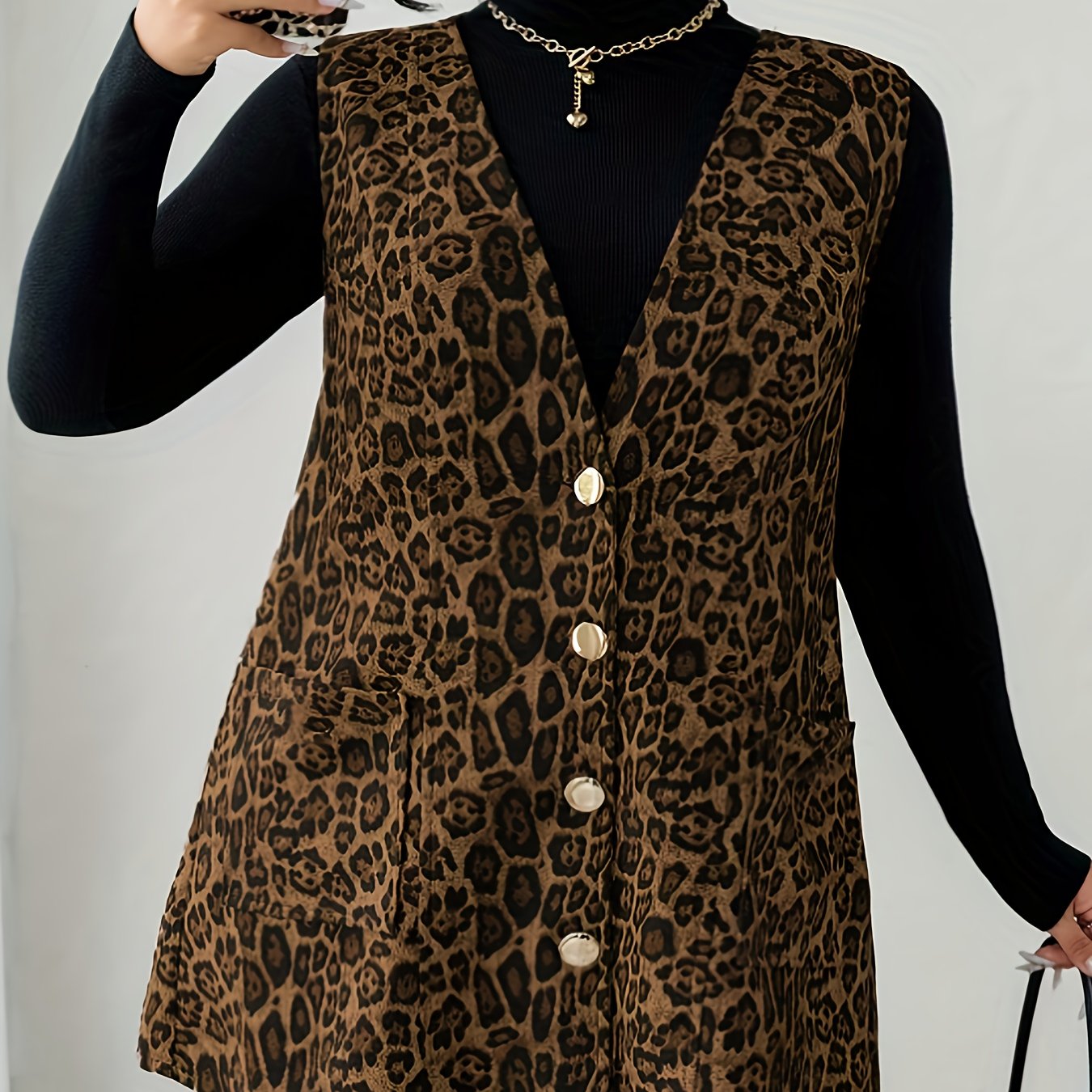 Leopard Print V-Neck Dress