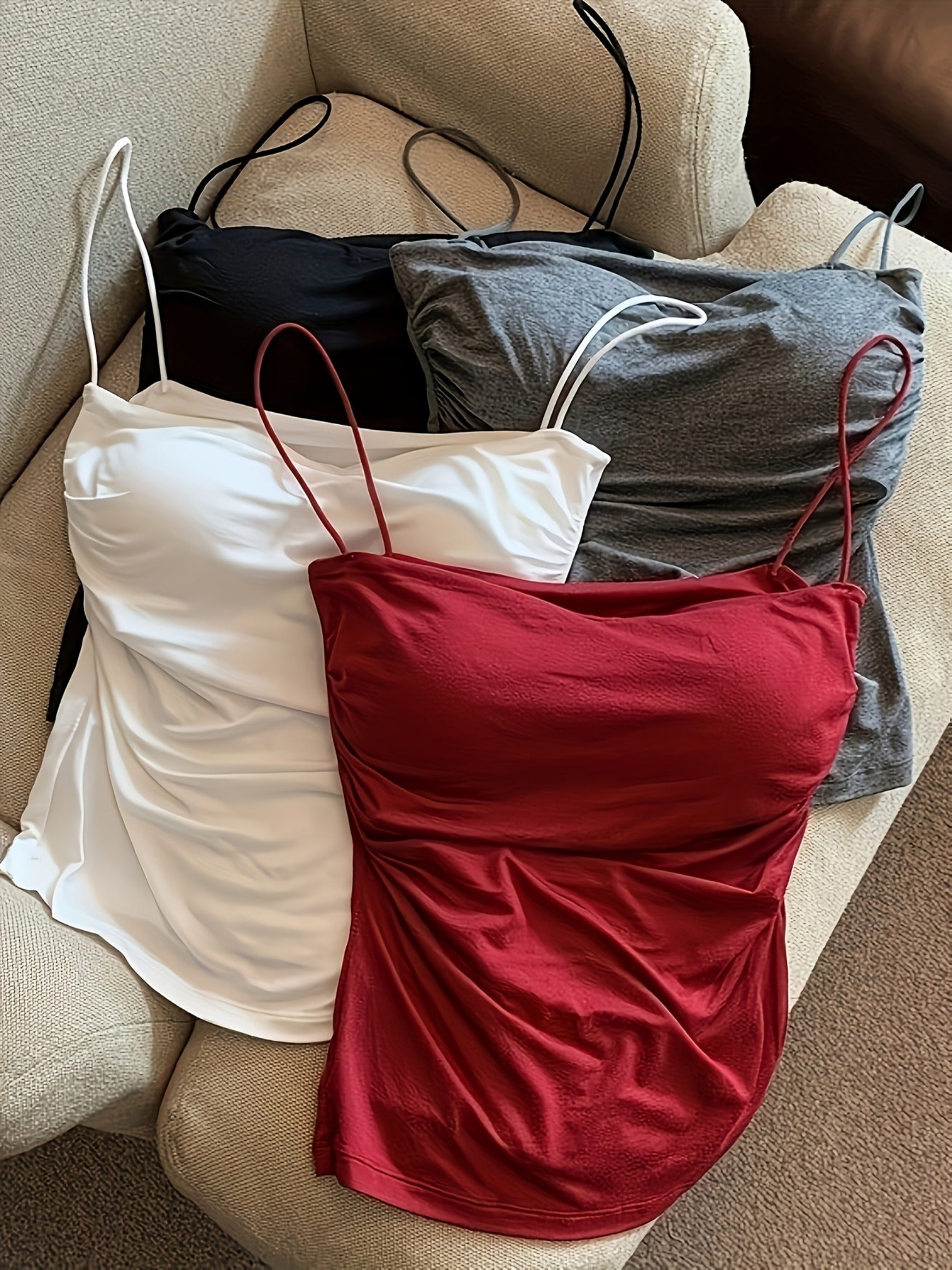 {4pcs} Elegant Spaghetti Strap Camisole Set