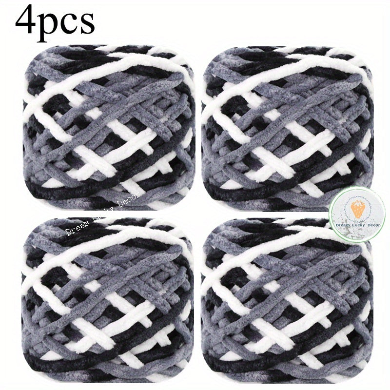 {4pcs} Soft & Thick 100% Polyester Chunky Yarn