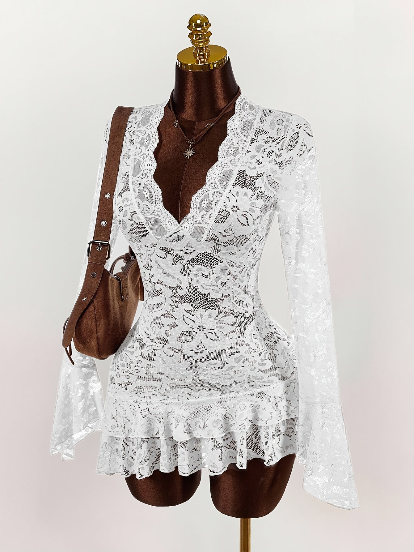 Vintage-Inspired Lace Floral Mesh Dress