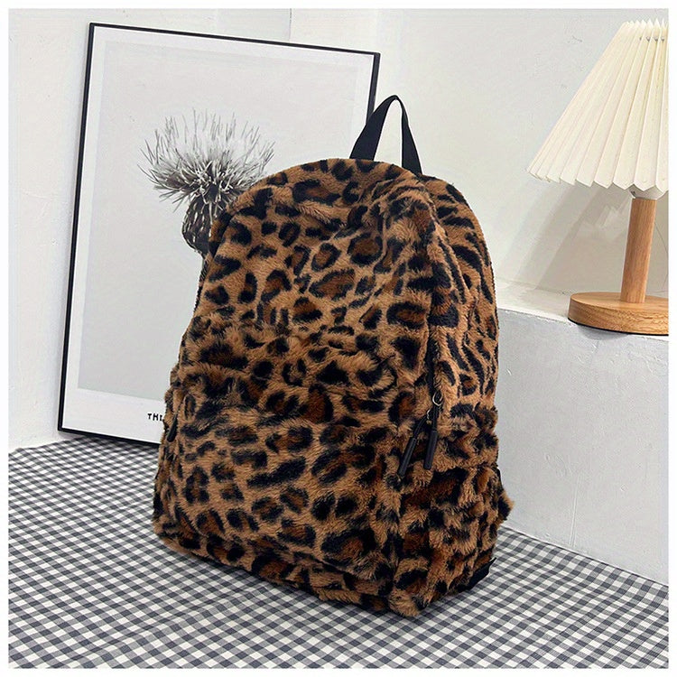 Leopard Fleece Backpack