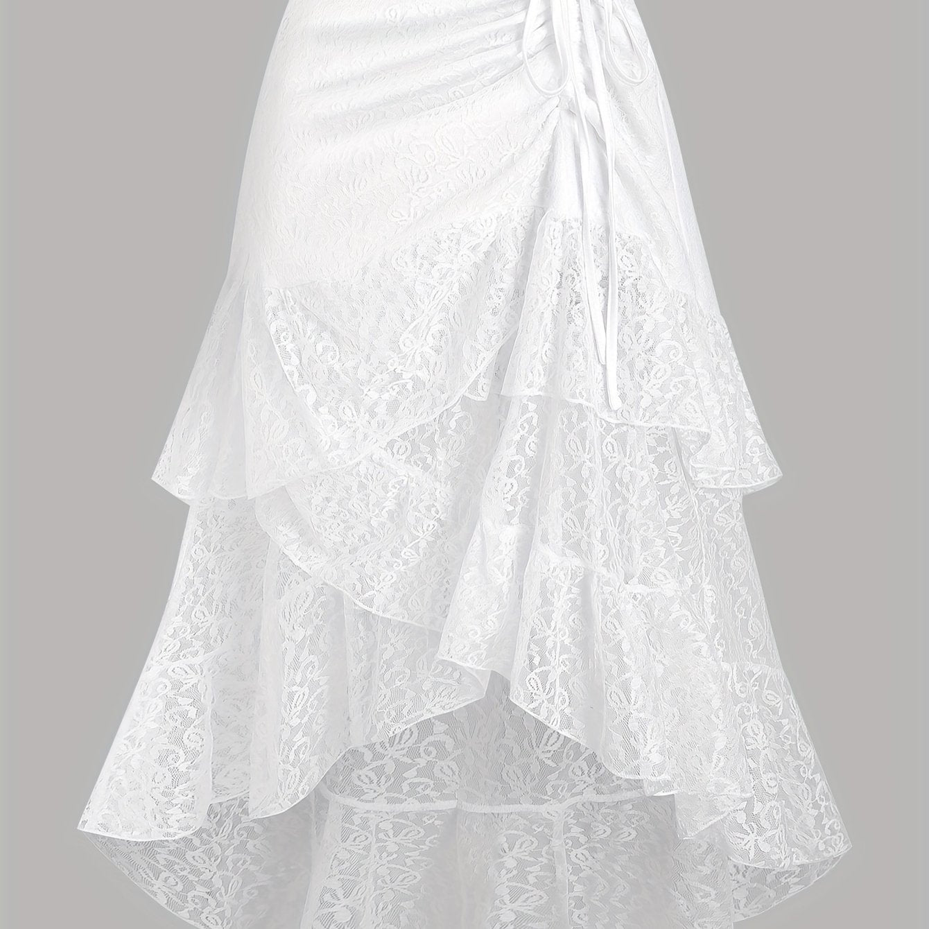 Women'S Elegant Solid Color Lace Pleated Skirt - Y2K Style, Contrast Lace Detail, Summer Fashion, Pleated Skirt | Lace Skirt | Ruffled Hem Skirt, Lace Skirt