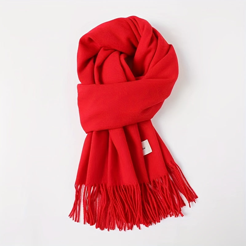 Solid Color Tassel Scarf