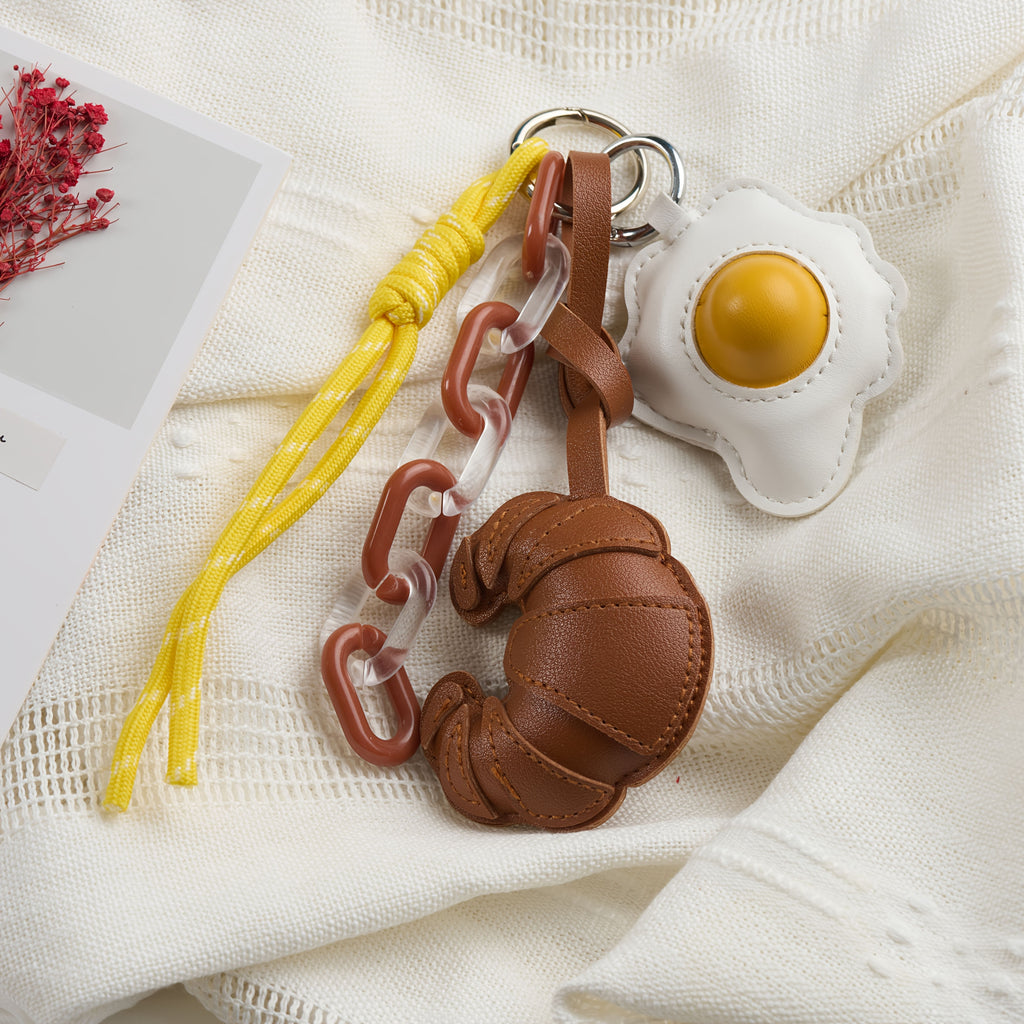 PU Frying Egg Horns Keychain
