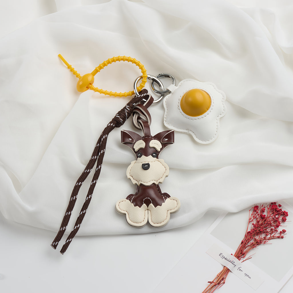 PU Frying Egg Horns Keychain