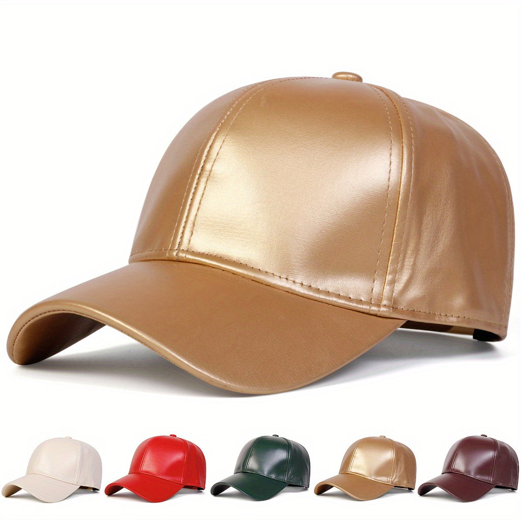 Faux Leather Baseball Cap