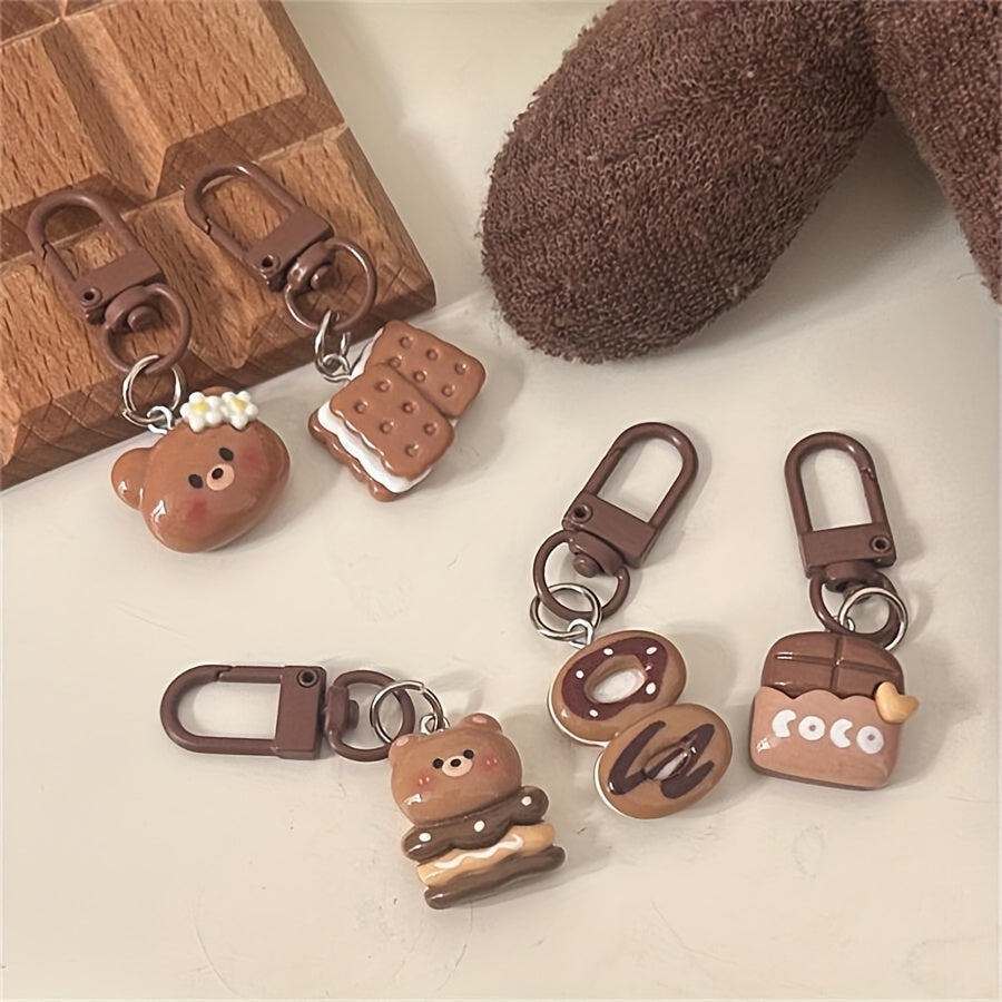 {5pcs} Cute Cartoon Bear Cookie Keychains
