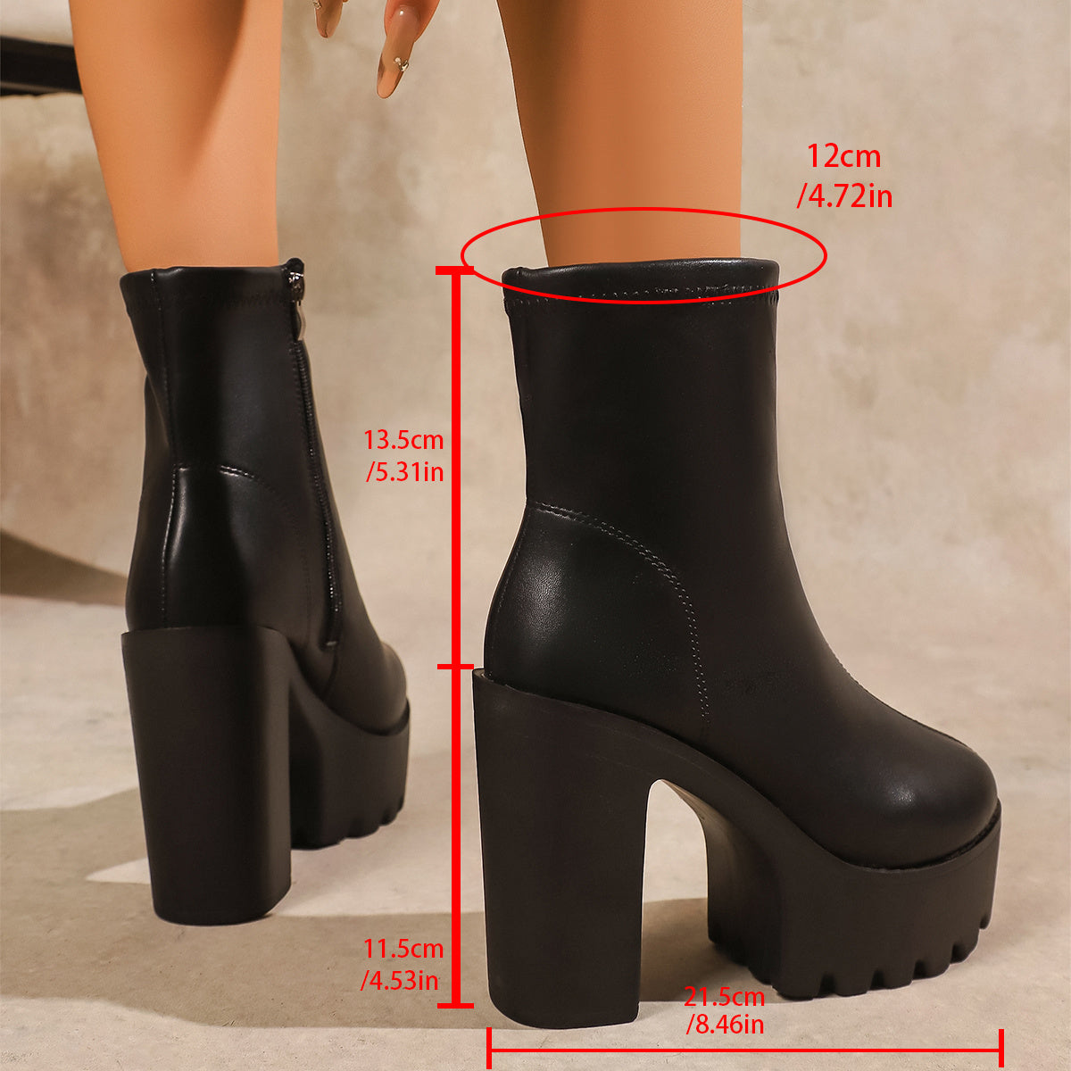 Platform Boots with 4.33inch Thick Platform & 4.33inch Stiletto Heel