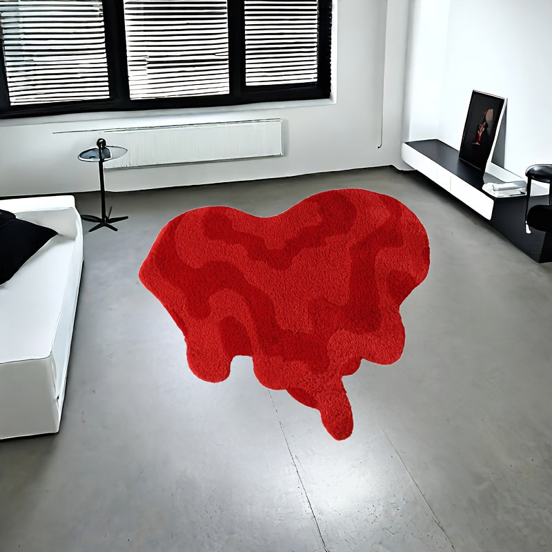 Red Heart-Shaped Area Mat