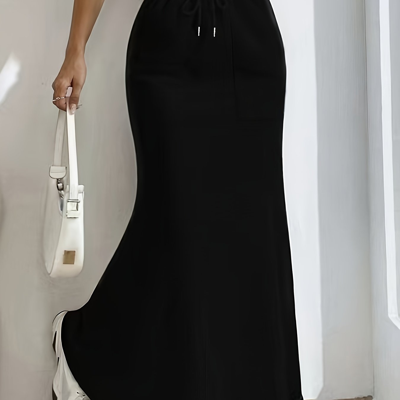 Mermaid Hem Skirt with Drawstring Waist