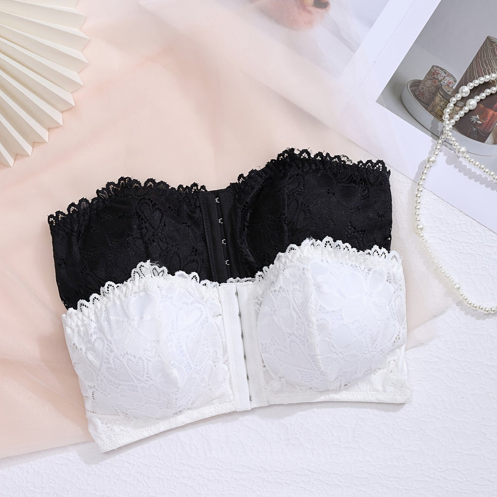 Lace Strapless Bras with Front Closure {2pcs}