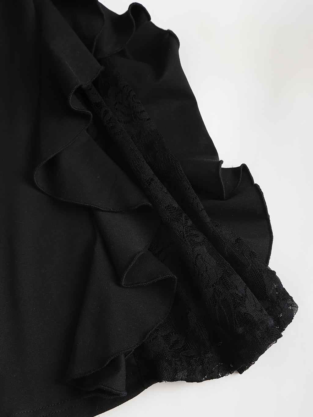 Women's Gothic Flared Pants with Contrast Lace and Tie-Up Design