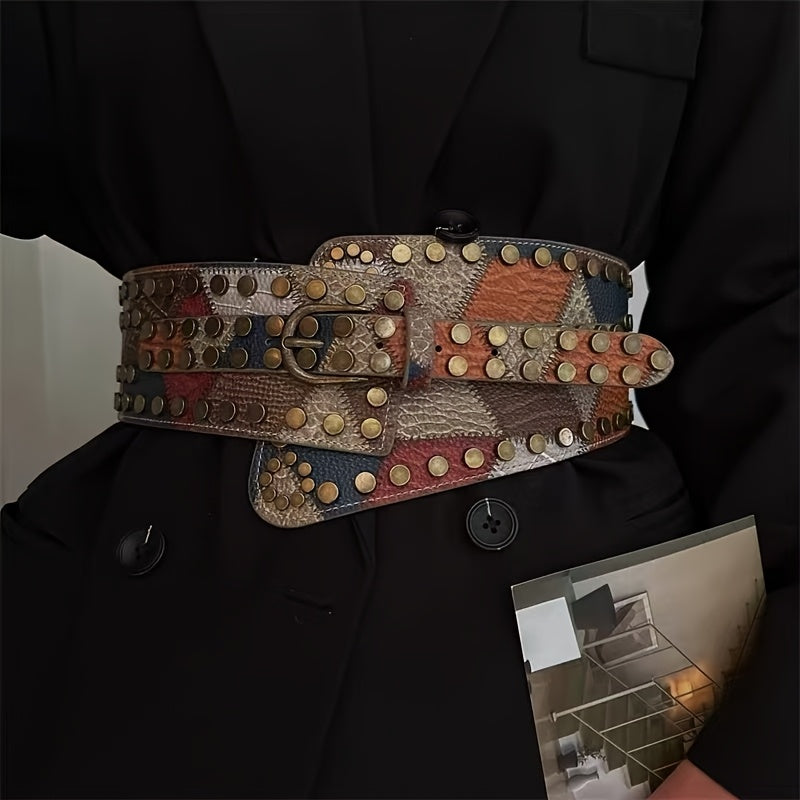 Vintage Preppy Embellished Waist Belt