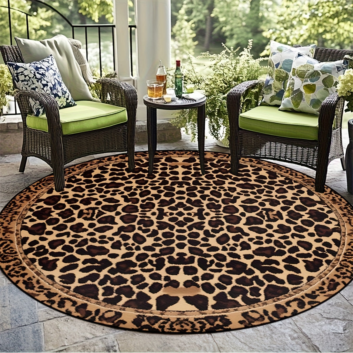 Leopard Print Round Mat