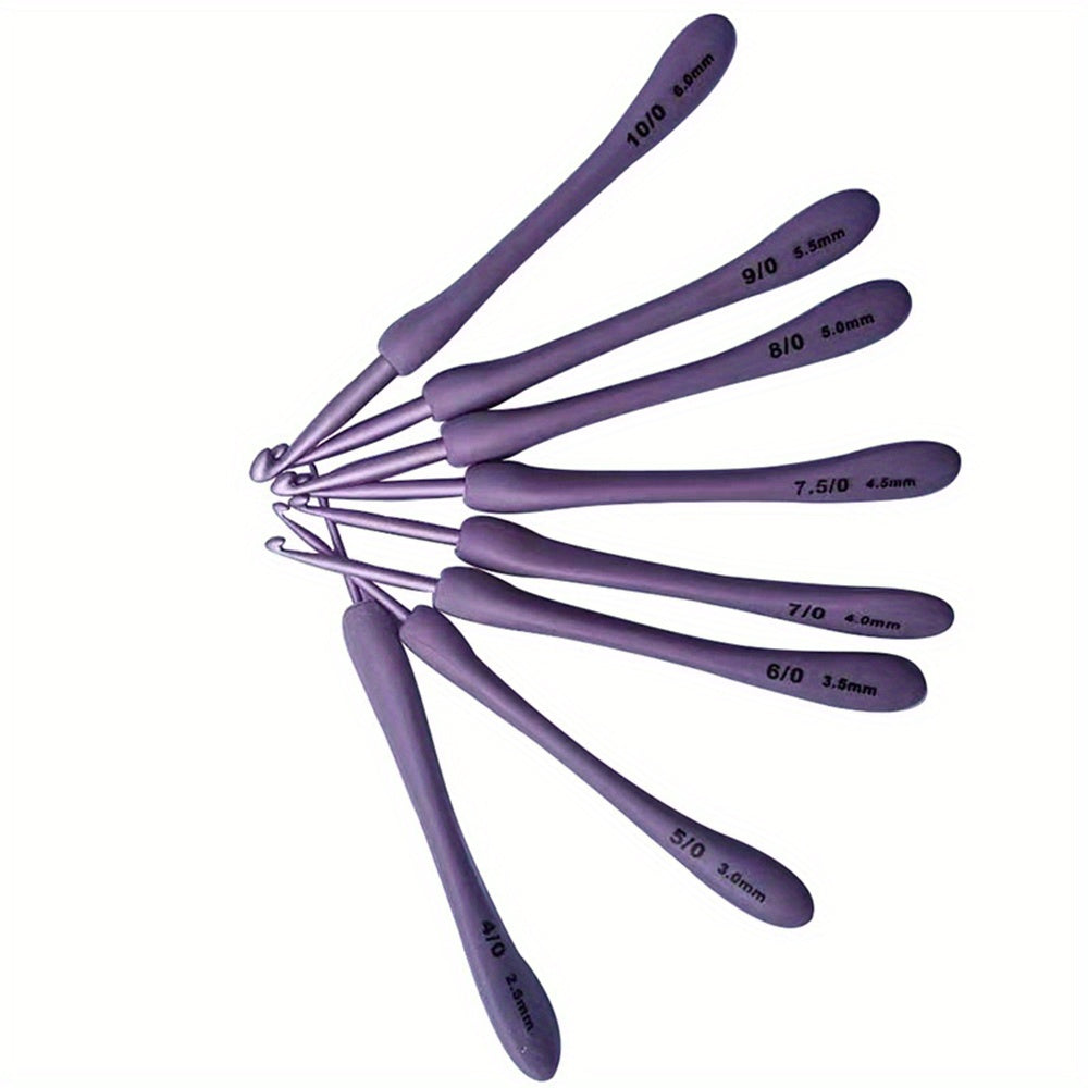 8pcs Ergonomic Plastic Handle Crochet Hooks Set
