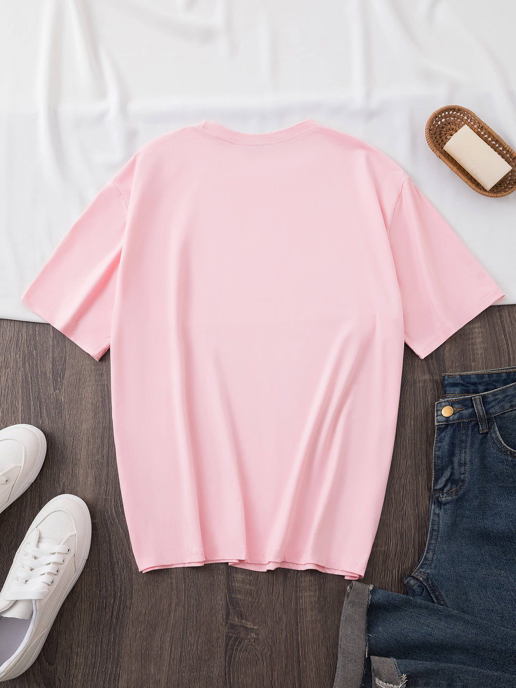 Soft Polyester Crew Neck Short Sleeve T-Shirt