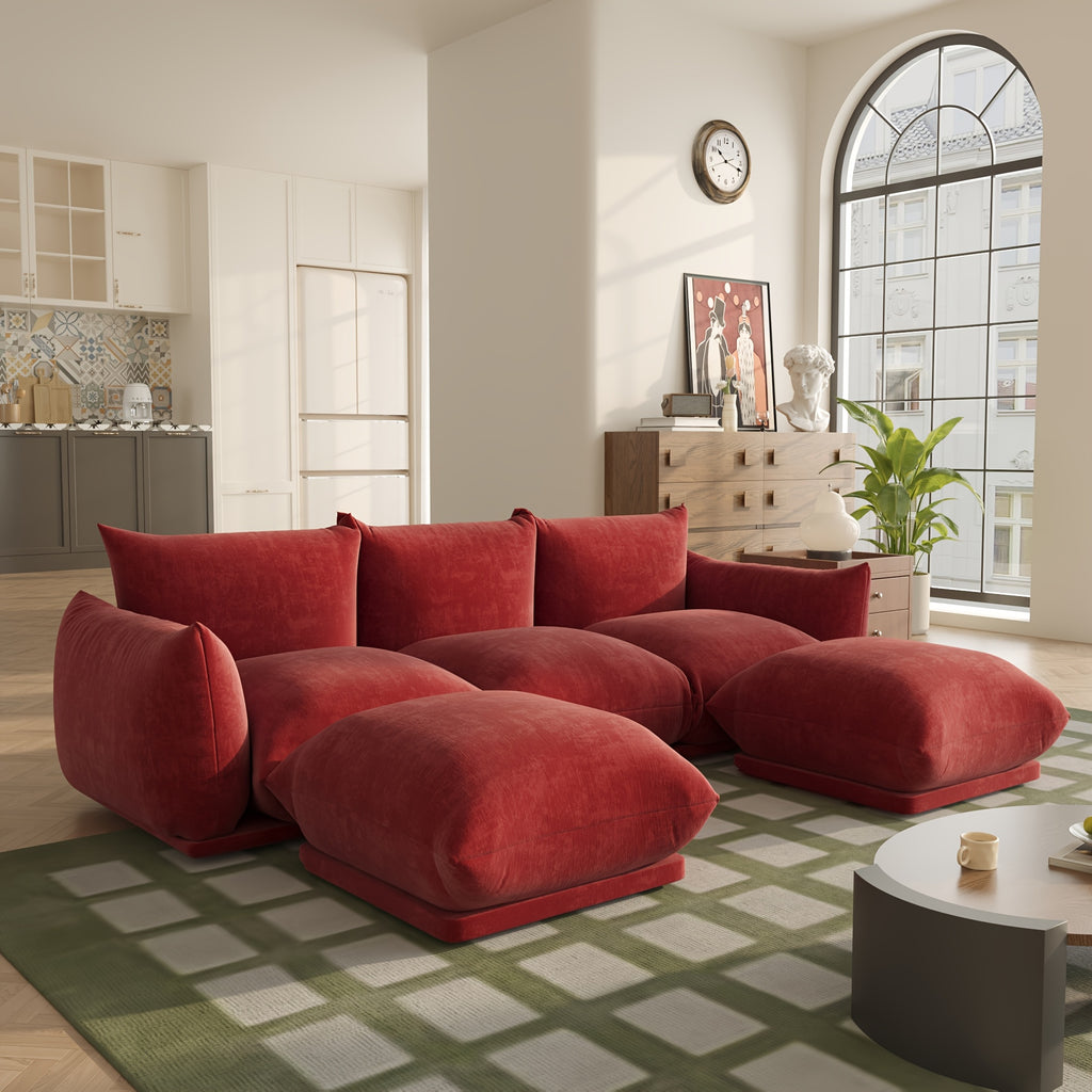 5-Seater Sectionals Couch With Wide Reversible Chaise Ottoman