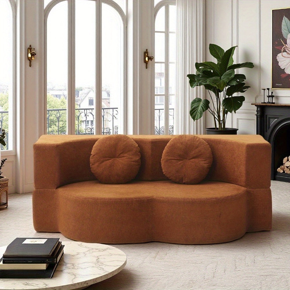 2-in-1 Convertible Folding Sofa Bed with Mattress