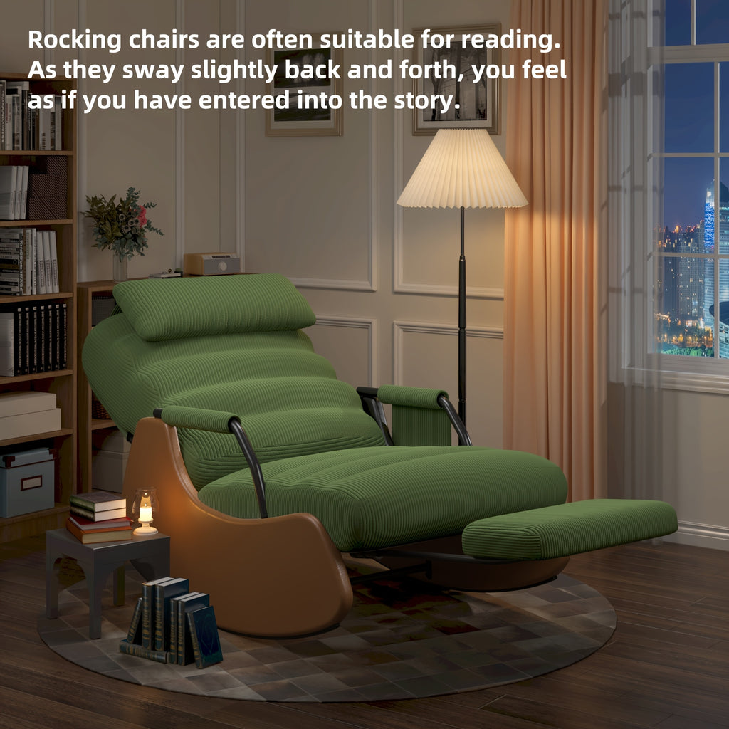 Nursery Glider Rocking Chair with Soft Cushioned Seat & Headrest