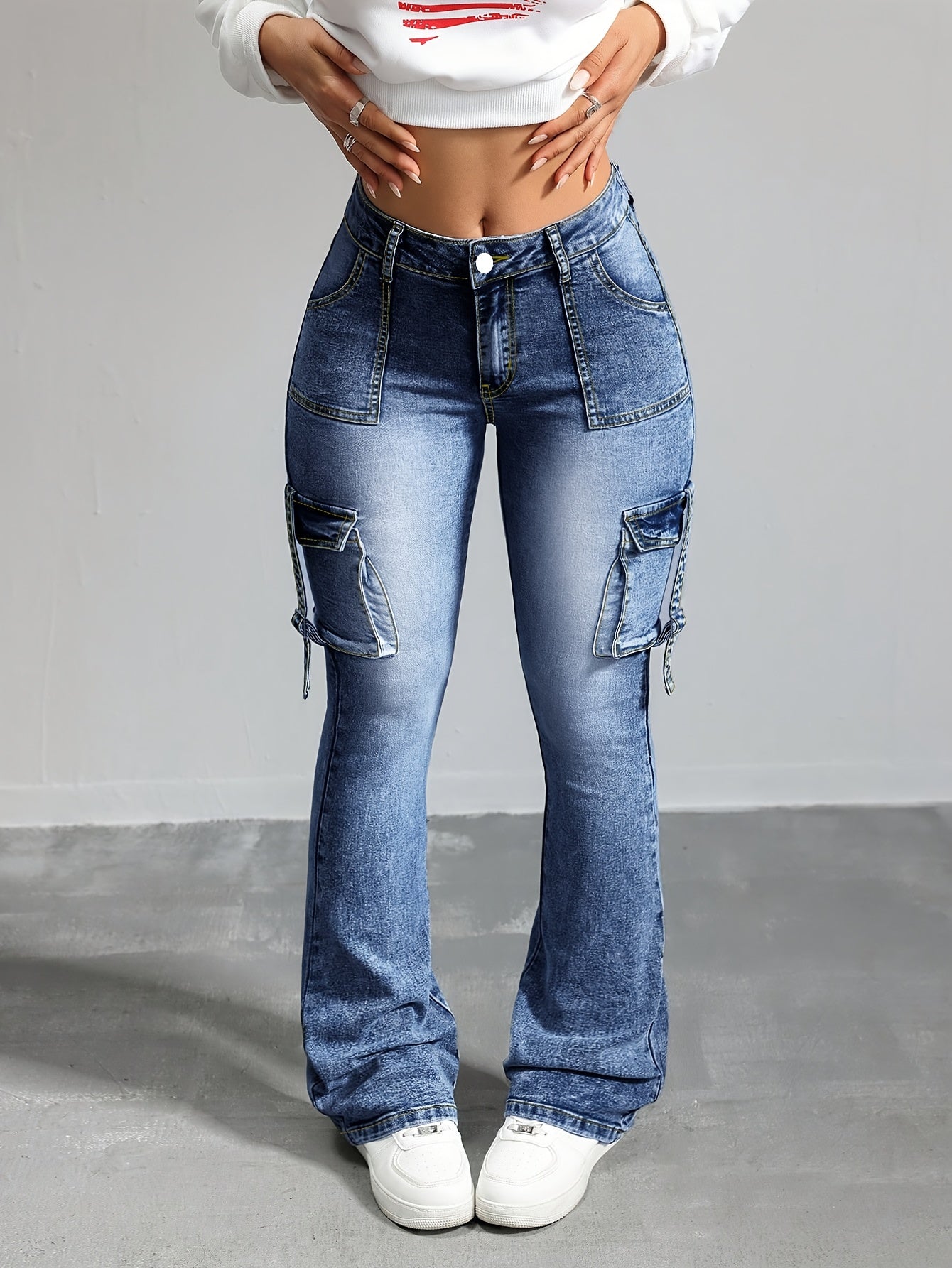 High-Waisted Stretch Flared Jeans