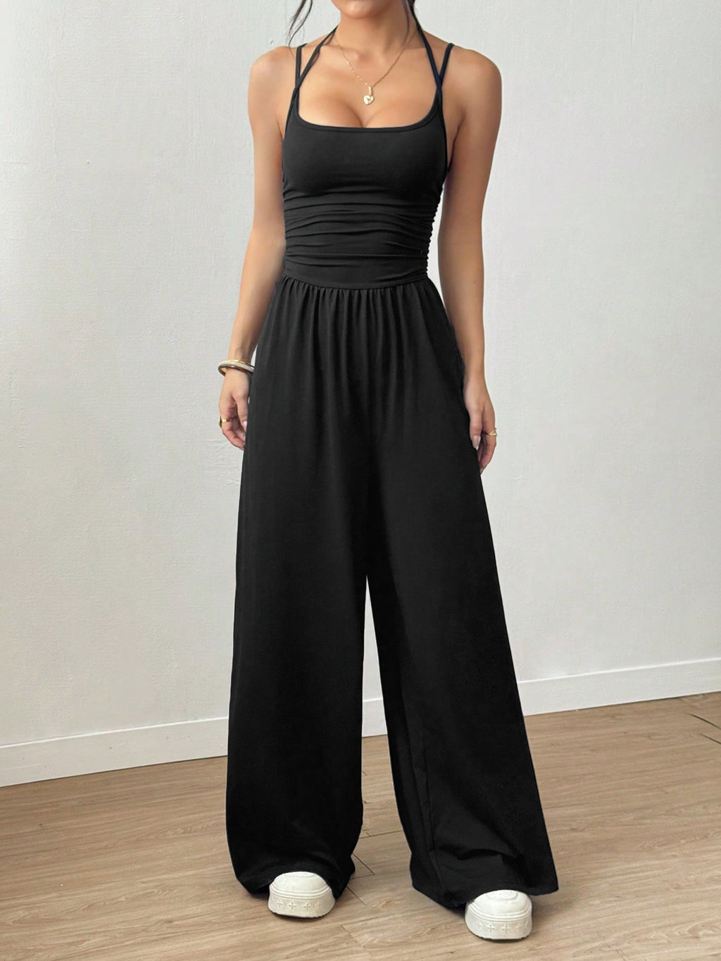 Off-Shoulder Ruched Jumpsuit