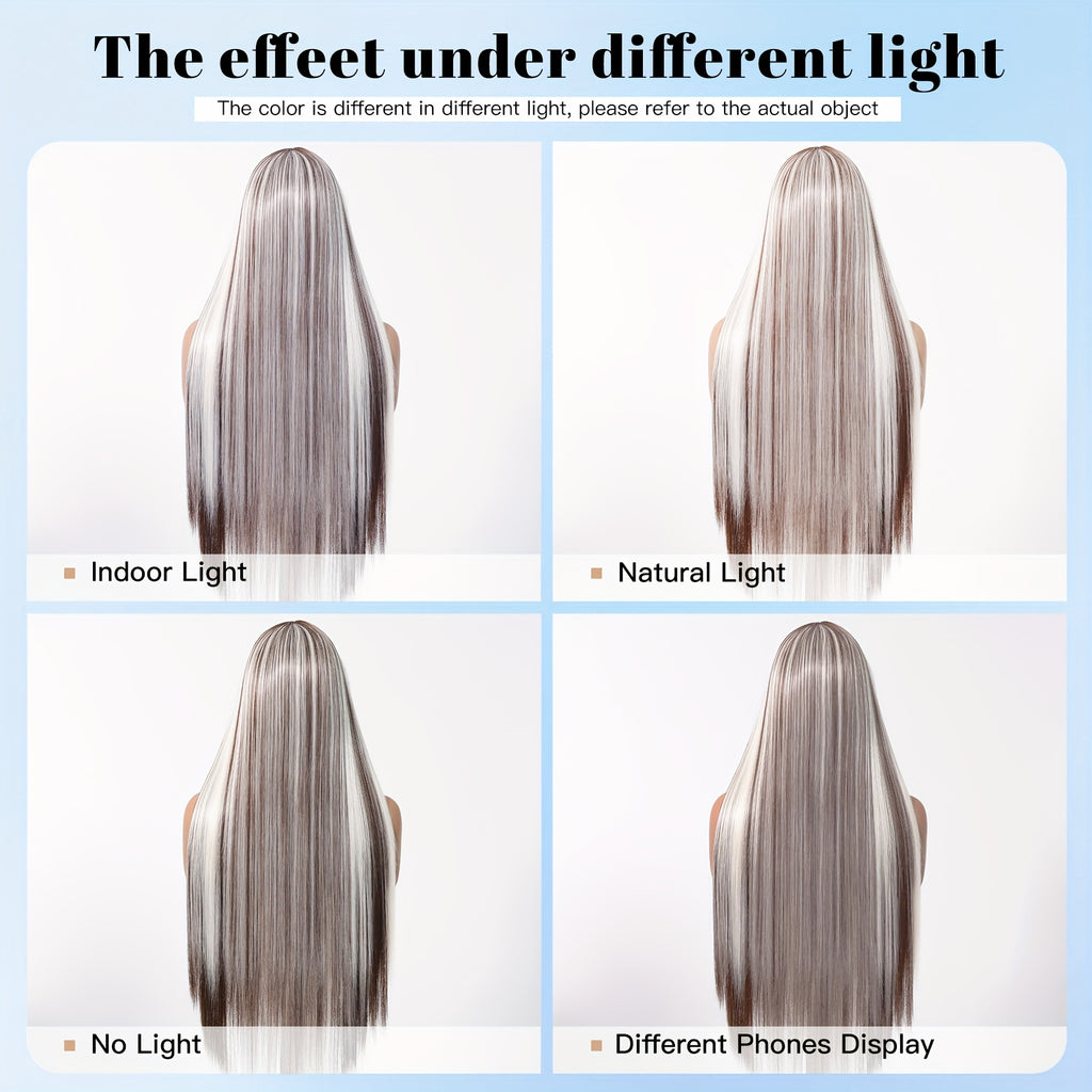 Gradient Blonde Straight Hair Wig Mixed With Brown And Golden Lace Wig