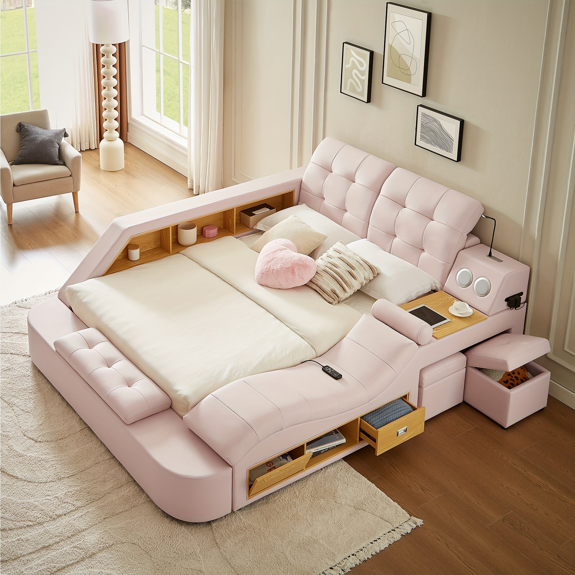 Multifunctional Large Bed Frame