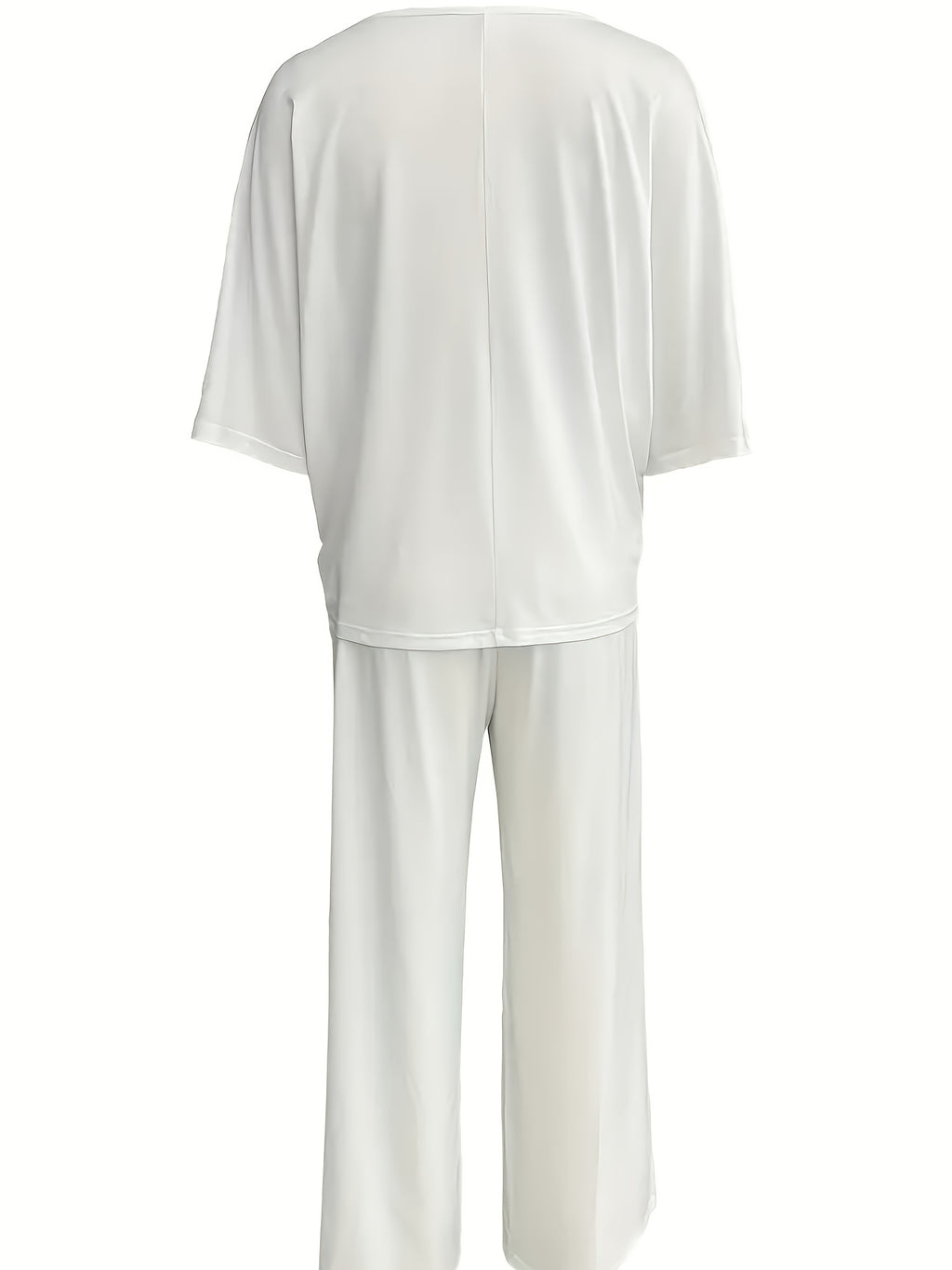 Solid Color V-Neck Casual Suit