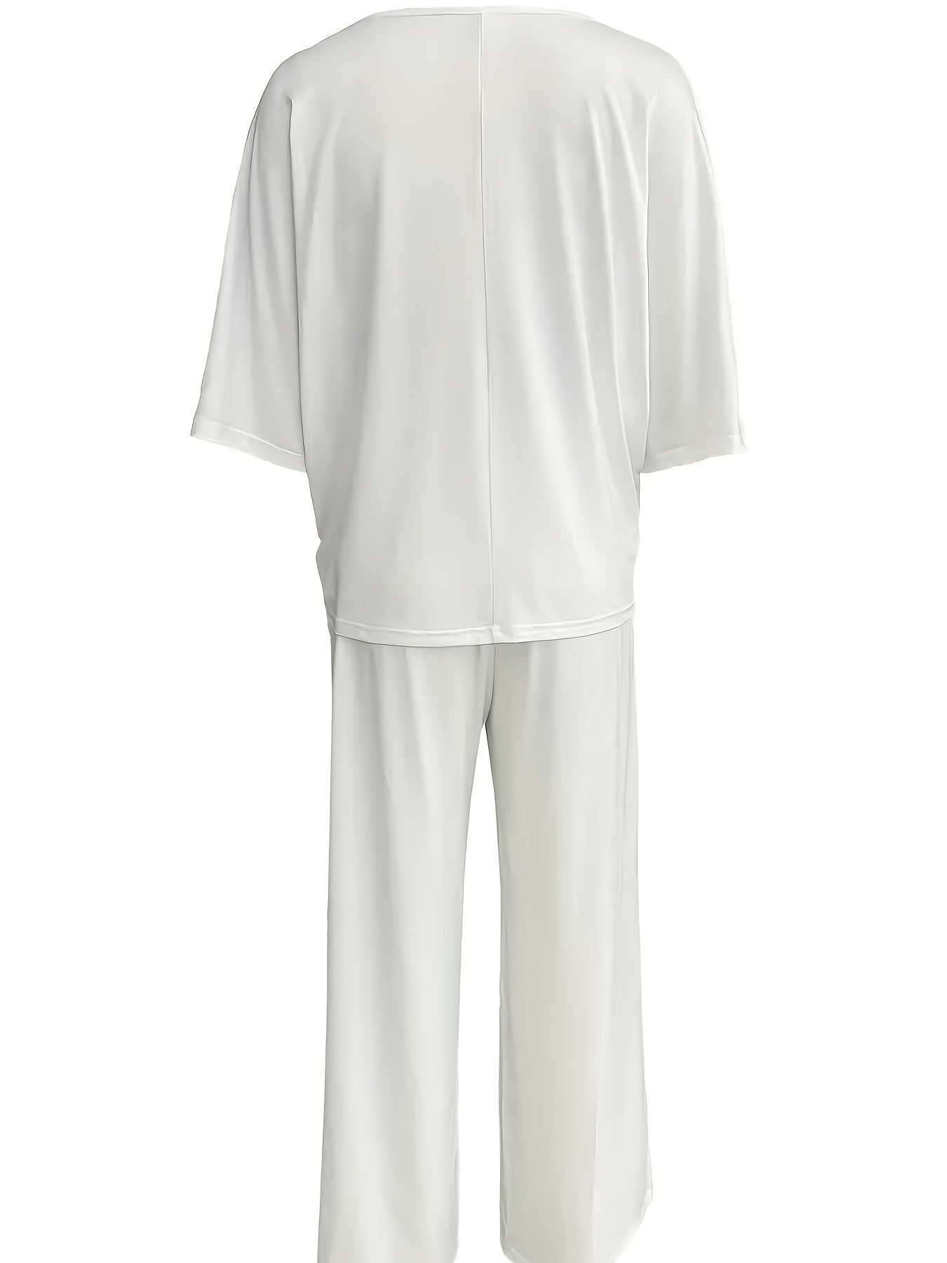 Solid Color V-Neck Casual Suit